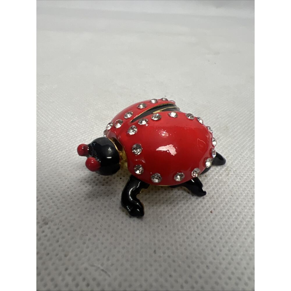 Ladybug Trinket Box Metal Enameled Animal Figurines Collectable Wedding Jewelry